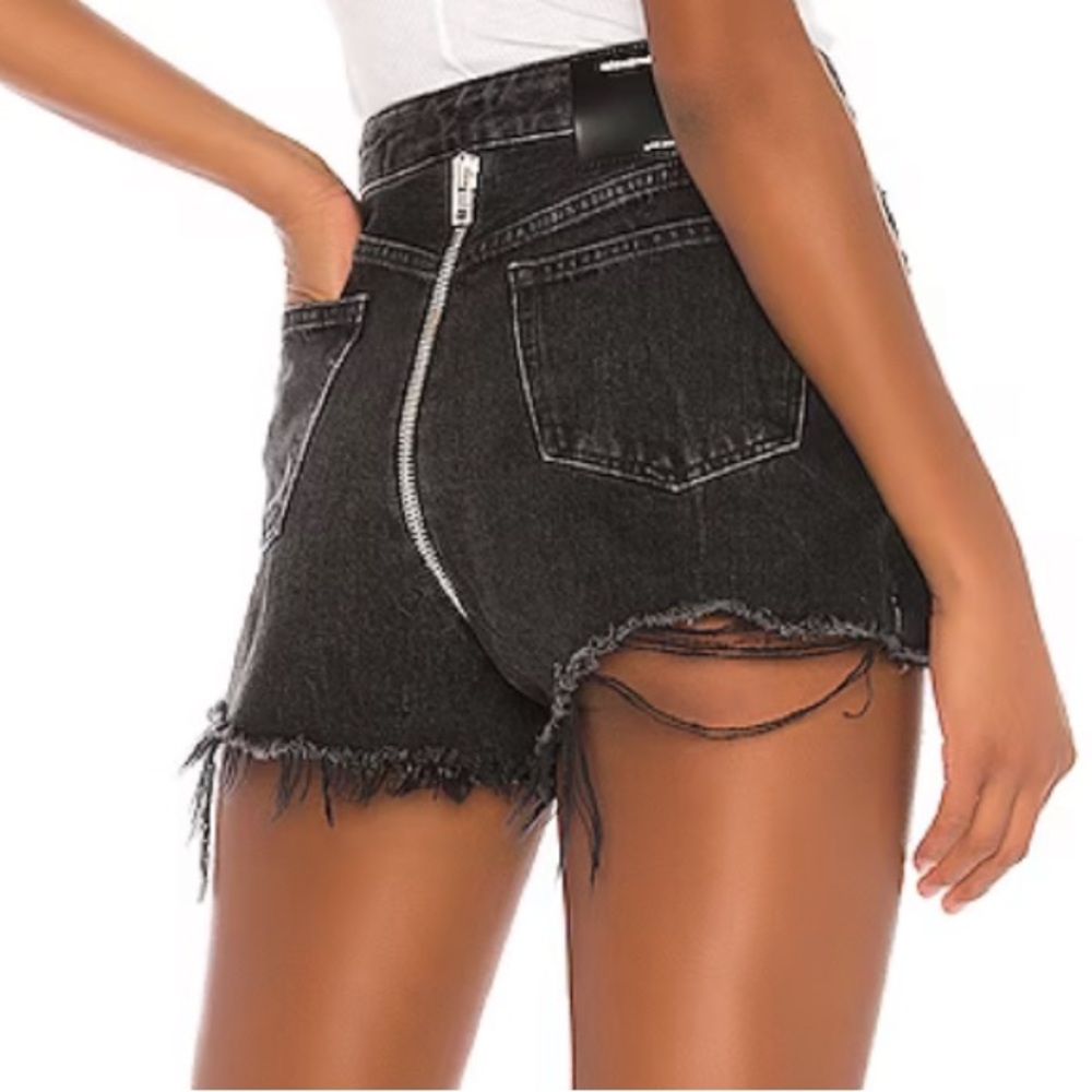 Alexander Wang denim black shorts with zipper up back size 26